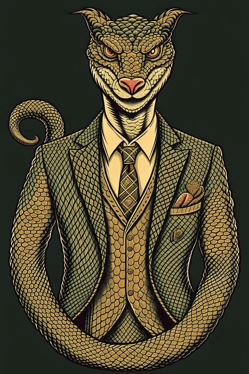 Mythical serpent dressed in a suit