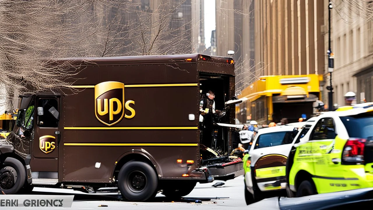 UPS truck gets in accident on busy city street