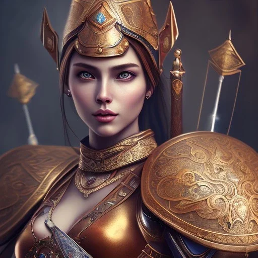 portrait of a warrior with ottoman beautiful girl themed armour, extremely detailed, UHD, 8k,The close-up camera effect,sharp focus, perfect position,hyperphotorealistic, unreal engine 5, octane render