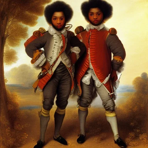 wealthy African American young brothers by Jean-Antoine Watteau