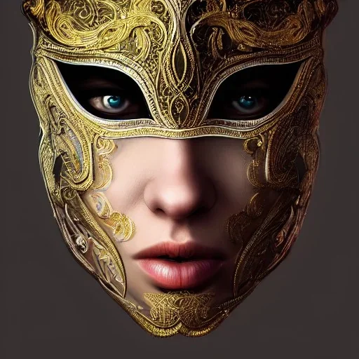 Very very very very highly detailed epic photo of full face with beautiful ornamental venetian mask, intricate, dystopian, sci-fi, extremely detailed, digital painting, artstation, concept art, smooth, sharp focus, illustration, intimidating lighting, incredible art by Artgerm and Vincent di Fate and Anton Pieck