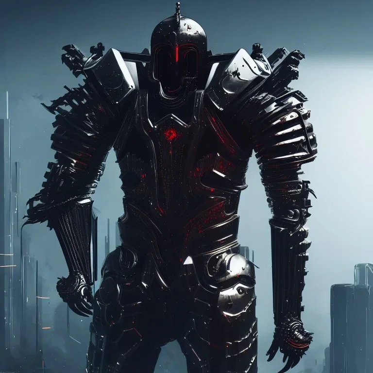 evil king in black metal armor, futuristic suit, emperious, 8k resolution concept art, cyberpunk 2077