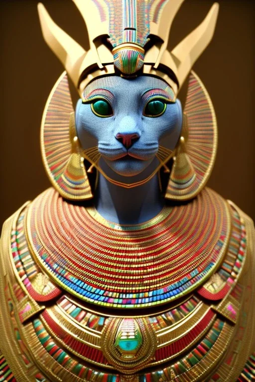 kente scene, Vibgyor Egyptian Cat, jewelry, realistic, thread, embroidery, octane render, high detail