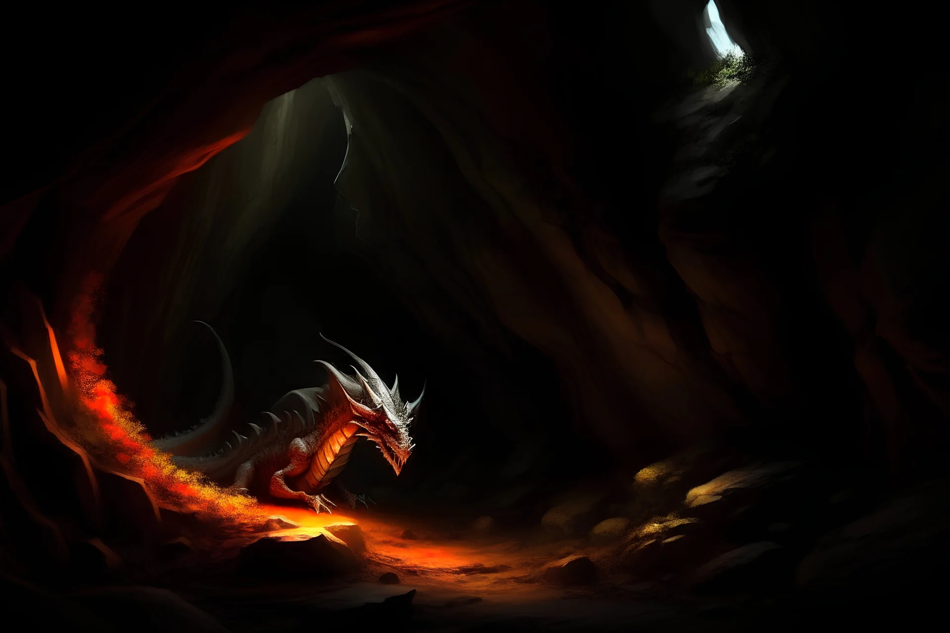 dragon muriendo en una cueva