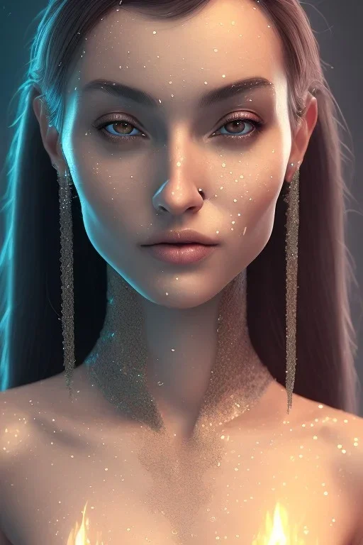 Portrait Gina Ortega face, texture skin,Crystal black eyes, long black hair, wearing The família addams, realistic, 4k, intricate, best quality, fog particles, fire particles, octane render, vray, sword fire, rain