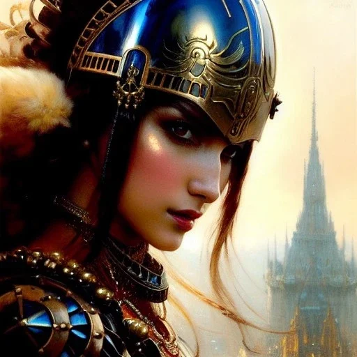 portrait beautifull face girl medieval metal armor balanciaga fashion clothe painting by gaston bussiere, greg rutkowski, yoji shinkawa, yoshitaka amano, tsutomu nihei, donato giancola, tim hildebrandt, oil on canvas, trending on artstation, featured on pixiv, cinematic composition, extreme detail