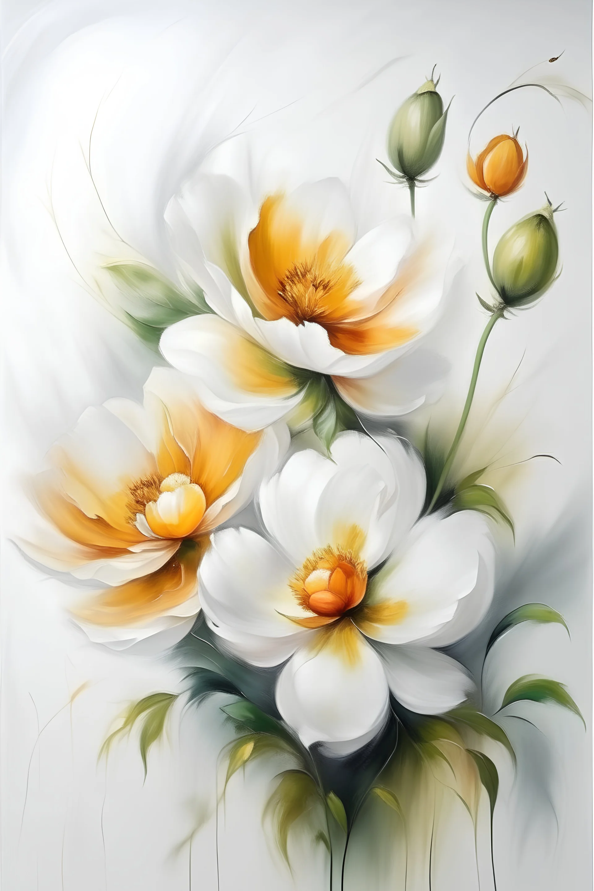 Ambrosia flower oil painting on white background
