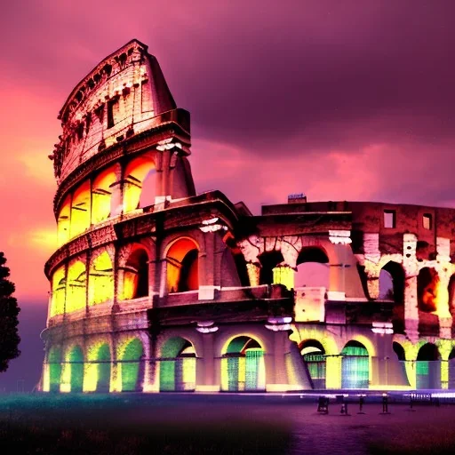 The Colosseum, İtalya, sunset, rainbow sunset