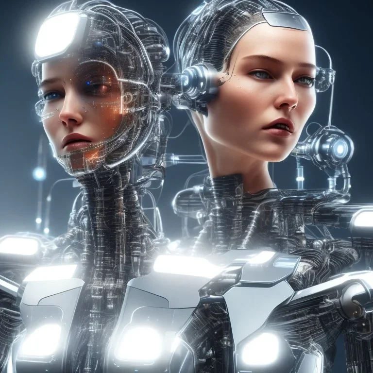 cyberborg, head, women, portrai, tron