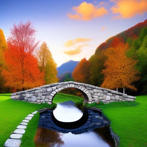 stone bridge in the highest gray mountains