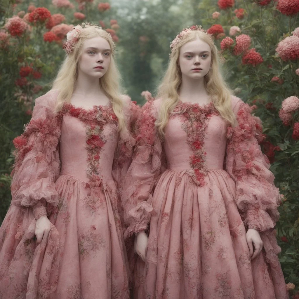 Elle fanning and dakota fanning as flowers, red, 1780