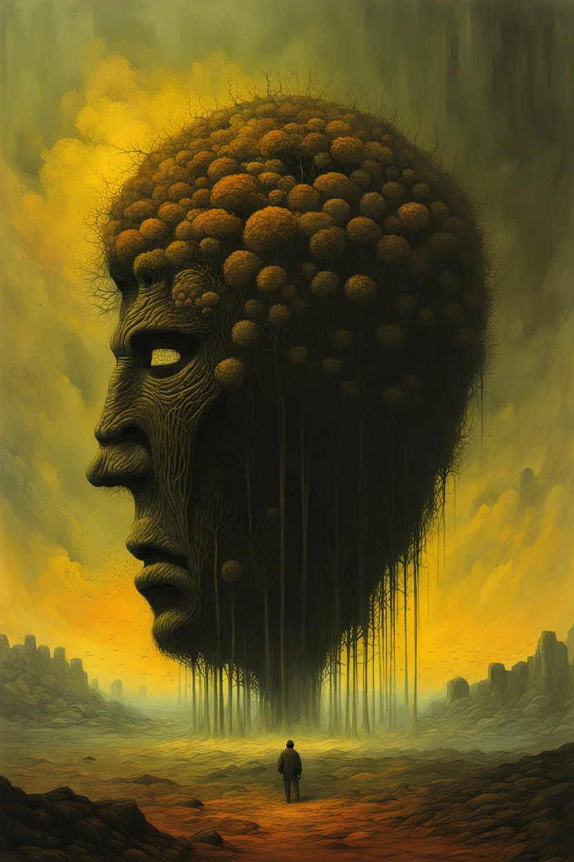 we faltered in the crippling confusion of our disregard and greed, our ignorance a burden to heavy for innocence to bear, in the style of Zdzislaw Beksinski, highly detailed, 4k