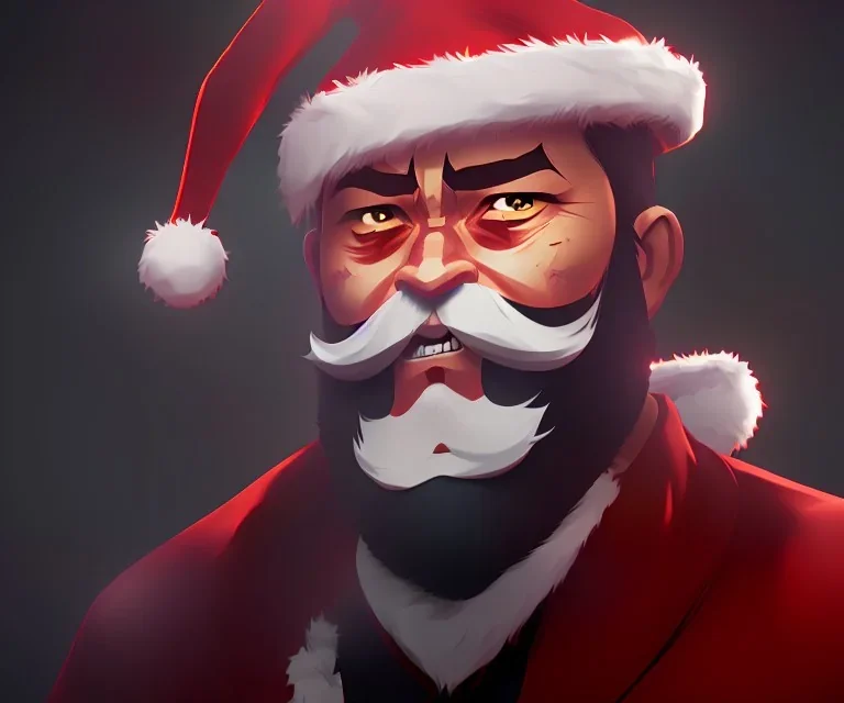 Santa Claus samurai, dramatic lighting, epic photo, volumetric lighting, detailed, photo realistic, cinematic