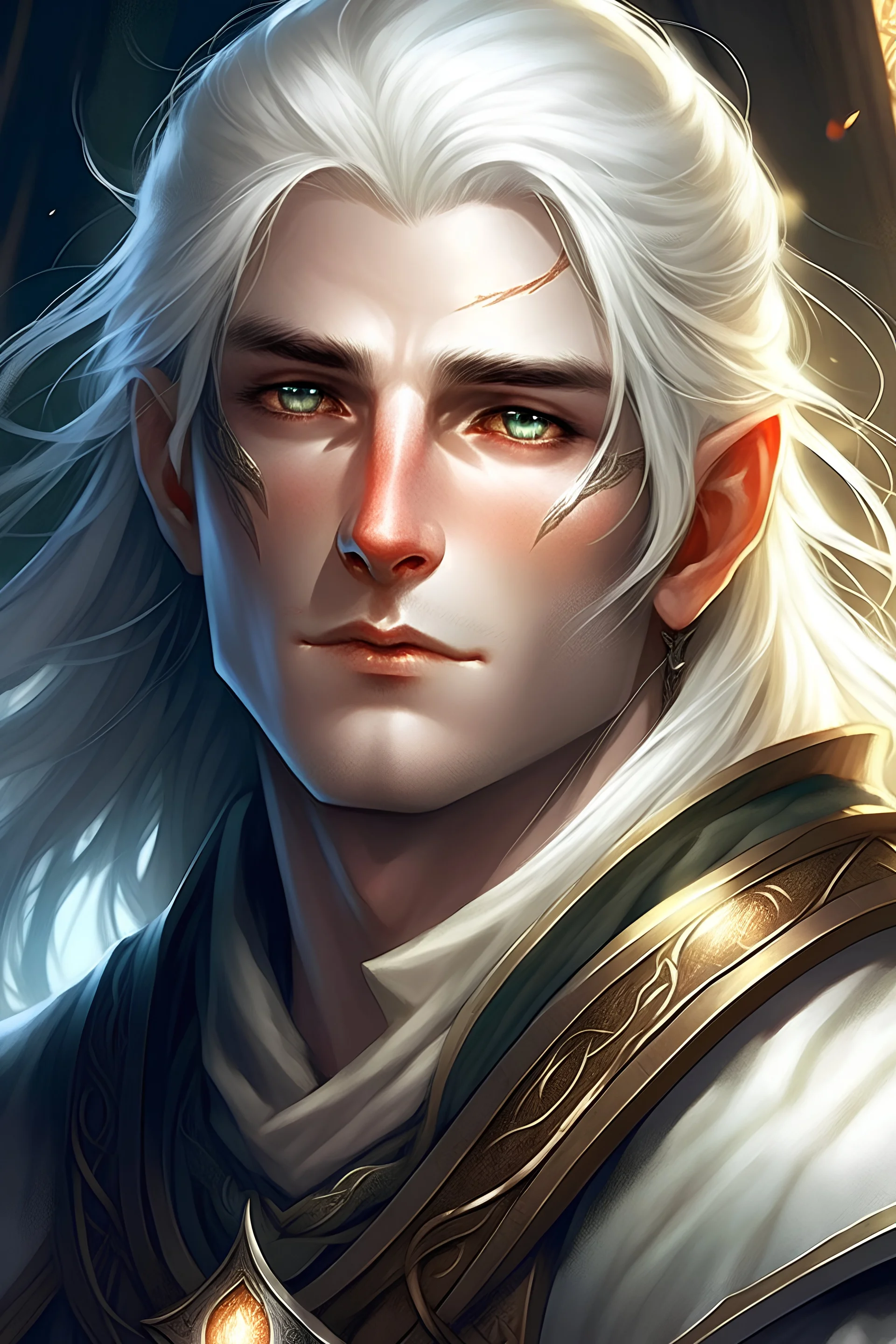 Baldur the young beautiful powerful norse god of light with white hair and eyes