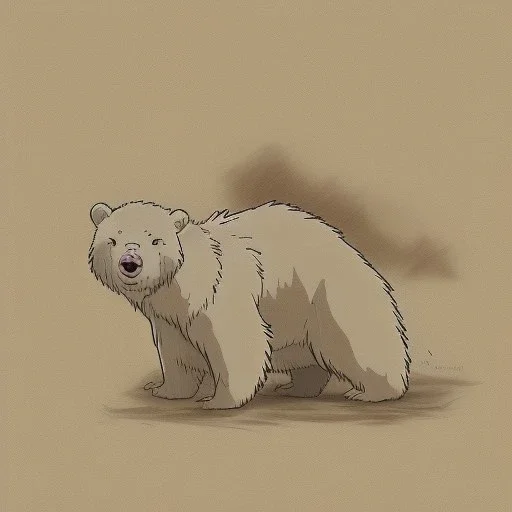 small bear, pencil sketch, brown colors