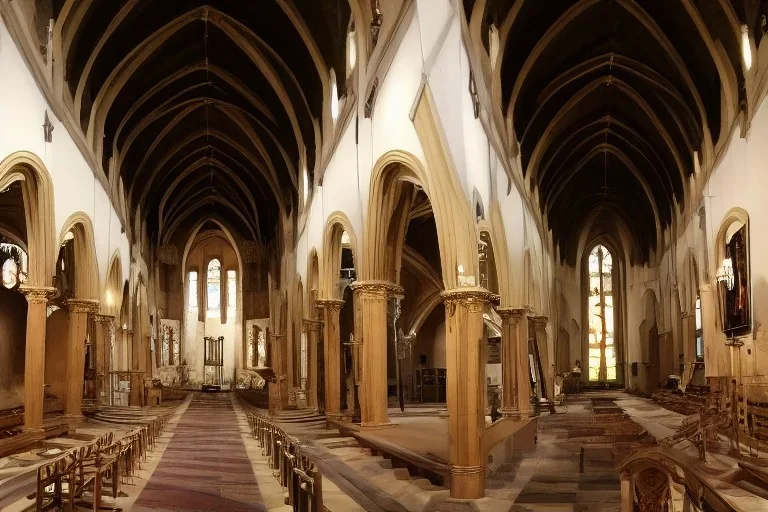 Council of cloaked people inside church