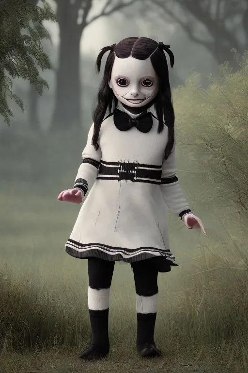 Wednesday Addams toddler, full body, jump, bokeh, hyper realistic