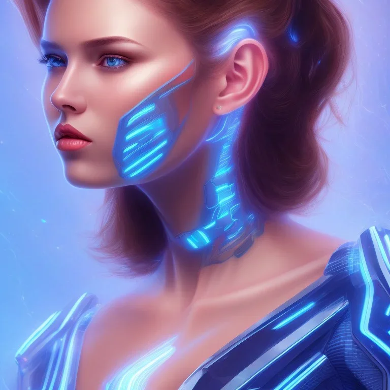 cyberblue, head, women, portrai, tron