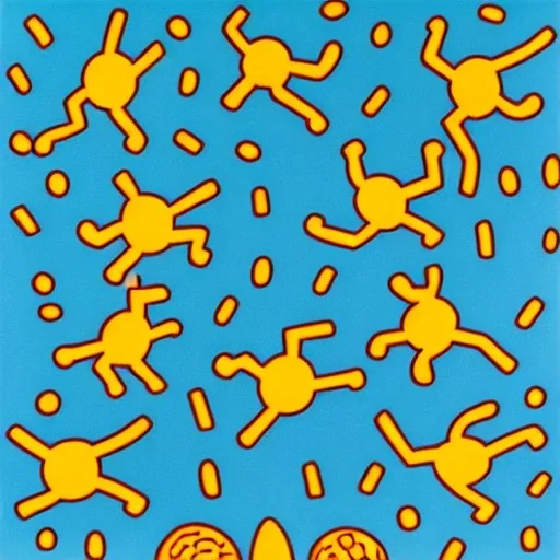 hugging squelettons keith haring style