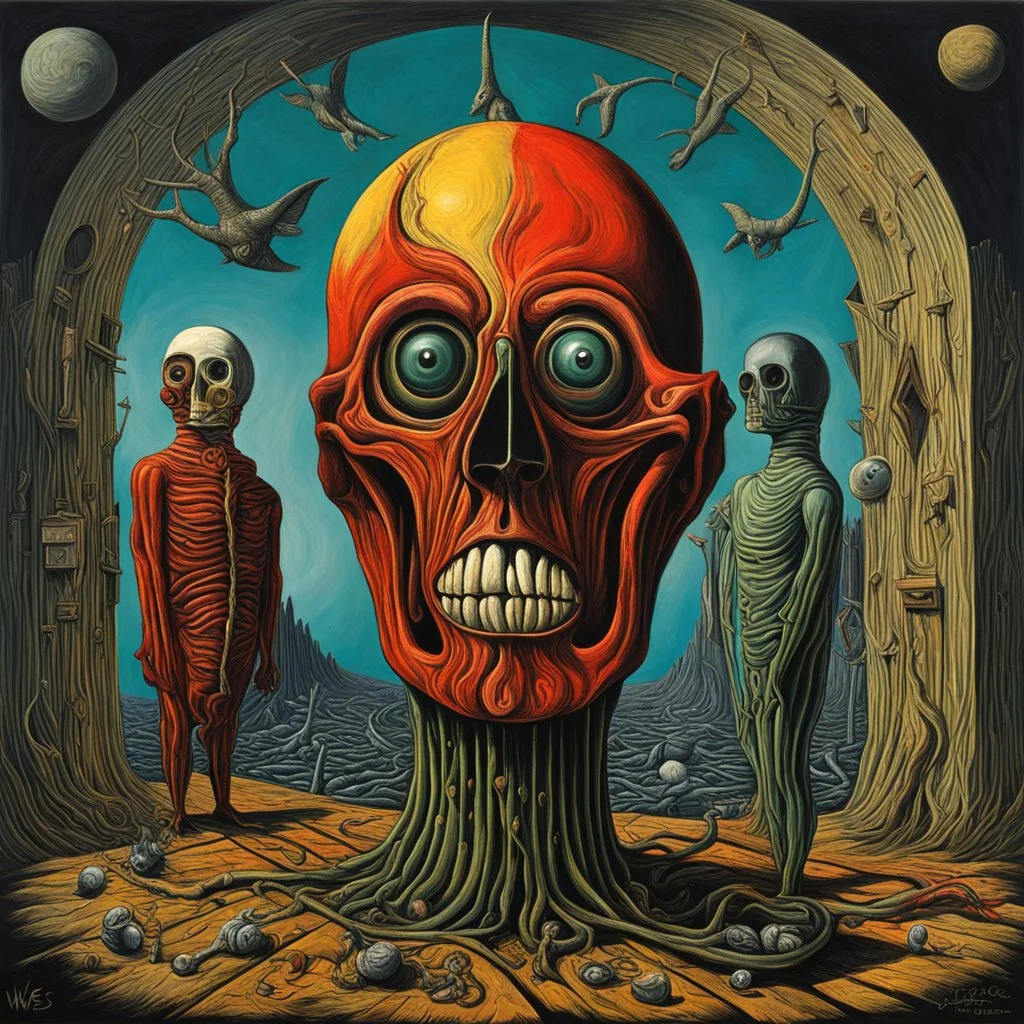 Seasons in the Abyss, Treacle nightmare, horror surrealism art, by Wes Benscoter, by Giorgio de Chirico, by Paul Rumsey, stylish, vivid colors, asymmetric, expansive, surreal, weirdcore