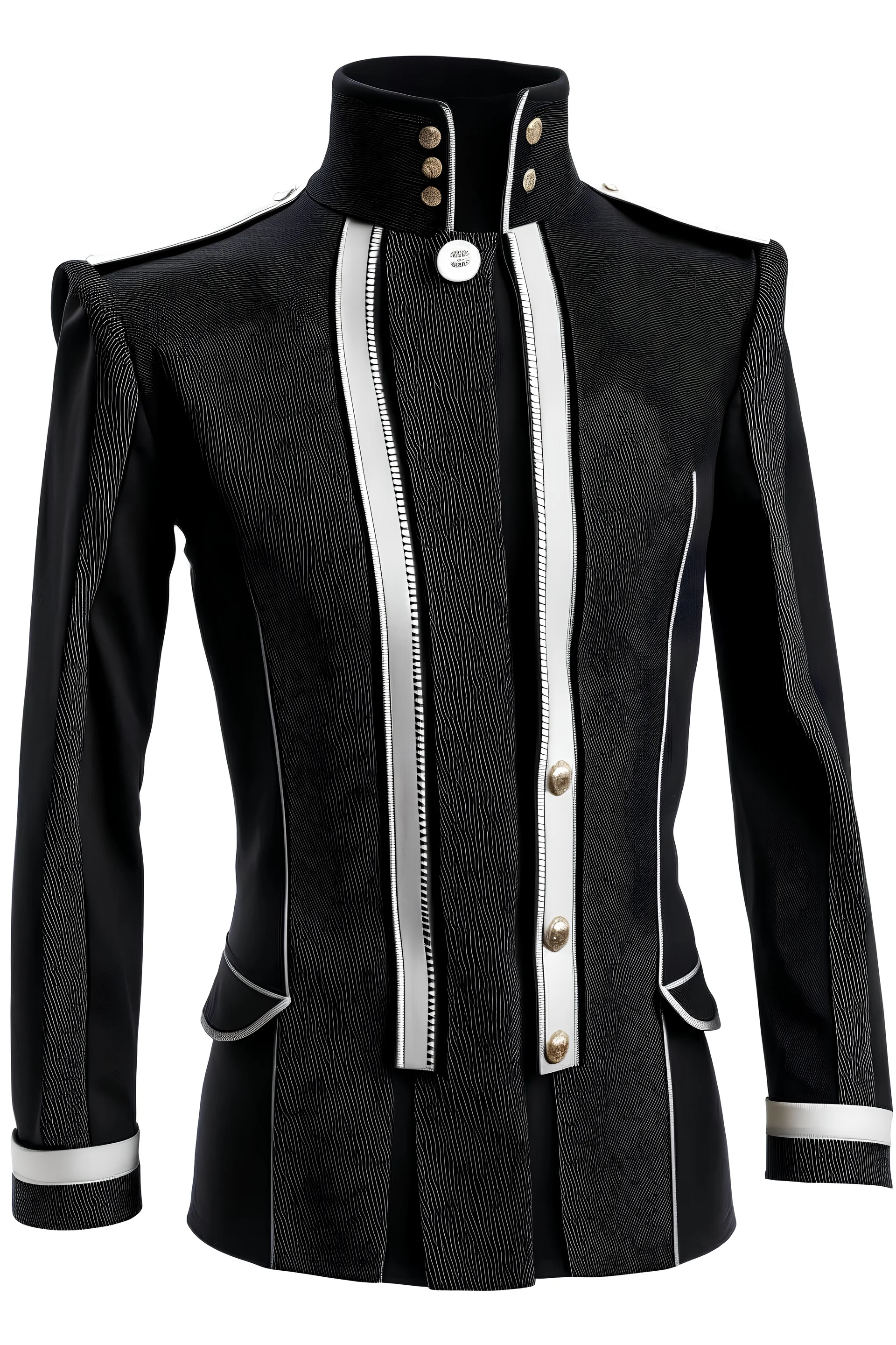 Men's convertible jacket from the middle with black sea jewelry and white background