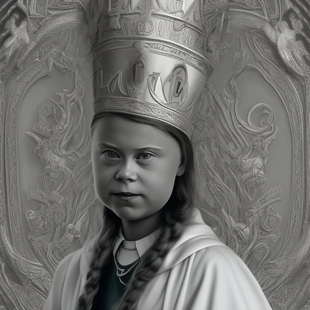 portrait of Greta Thunberg as the pope