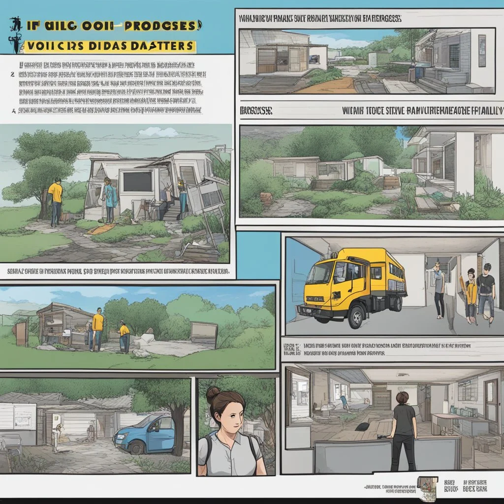 **Content Art:** An interactive comic strip on social media platforms allows users to choose actions for a disaster-affected family. Each choice leads to different outcomes, highlighting the importance of informed decision-making during emergencies (preparedness, evacuation routes). **Appearance:** Each of these gender neutral art ideas is designed to shed light on the critical work done by various organizations in disaster management and relief operations. They aim to foster a deeper understand