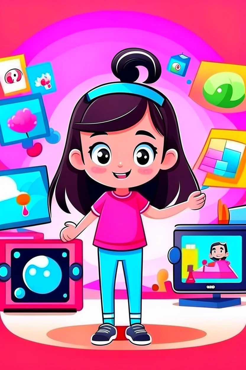 give me an image for and educative and informatif television programme for children between 9 & 12. The children need to be attracted to it. It must be cool not childish. All social media networks should be involved. It should show intellegnce and tiktok challenges.