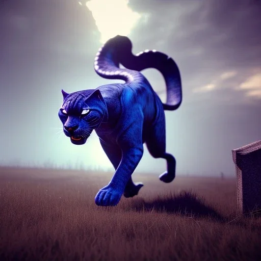 Half panther half human, running past a grave, unreal engine, artstation, 3D