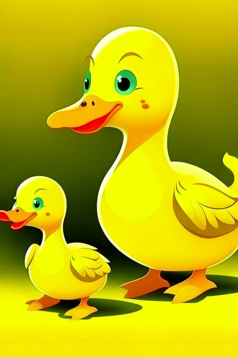 Acrtoon yellow mother duck