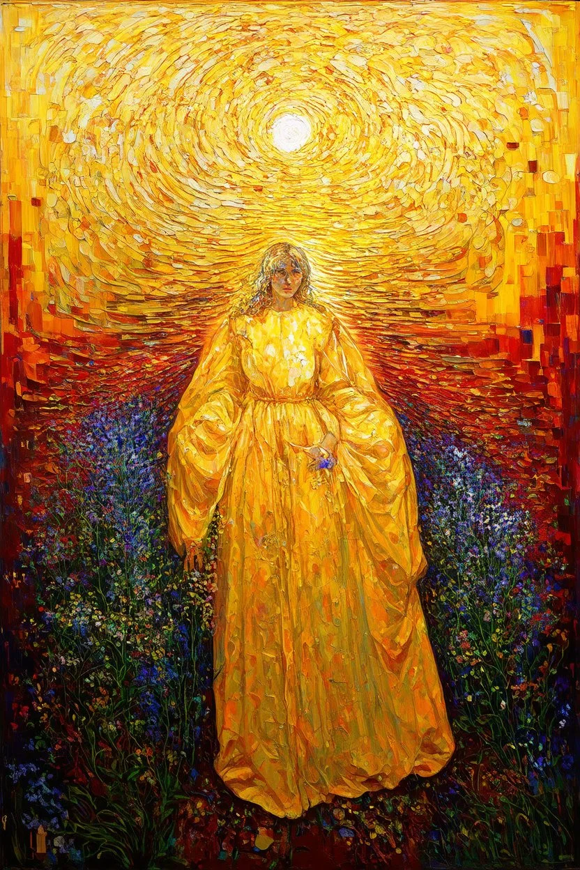 How ghosts remember they're made of light; Klimt; Kandinsky; Golden Hour; Iridescent; Controversial; Supremely Detailed; Marvelous; Whimsical