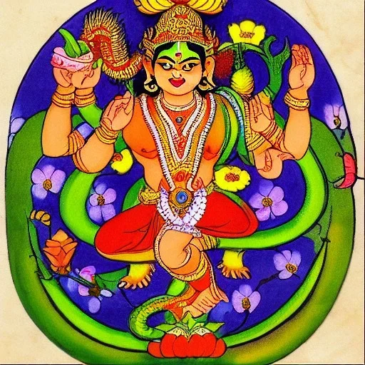 india god of flowers and fruits riding on a dragon nataraja