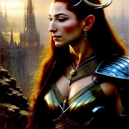 portrait beautiful face Tauriel,busty,ancient metal armor balanciaga fashion clothe painting by gaston bussiere, greg rutkowski, yoji shinkawa, yoshitaka amano, tsutomu nihei, donato giancola, tim hildebrandt, oil on canvas, cinematic composition, extreme detail,fit full head inside picture,16k