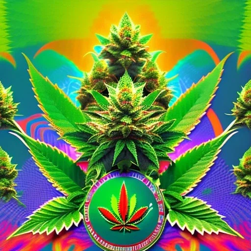 Marijuana, pattern, splash color, Psychedelic, detail, 8k, bright light