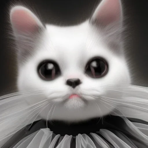 Dancing black and white Cat in a tutu