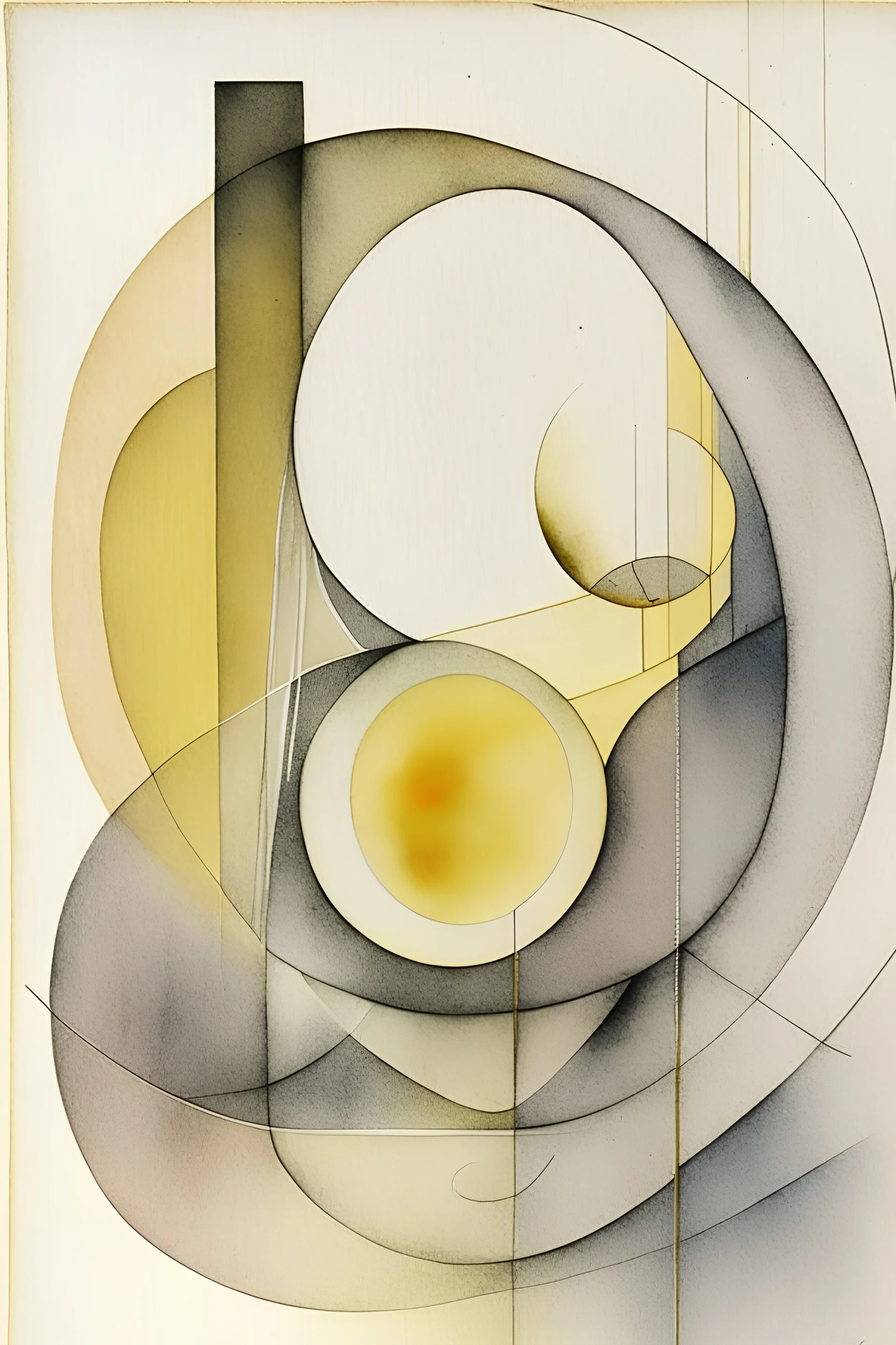 abstract watercolour by barbara hepworth and paul klee in gold and grey
