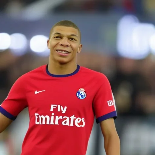 kylian mbappe with real madrid shirt