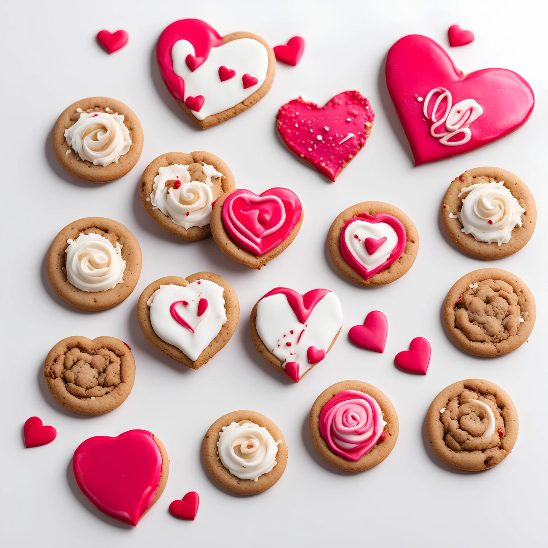 Cookies for Valentine's Day on a white background