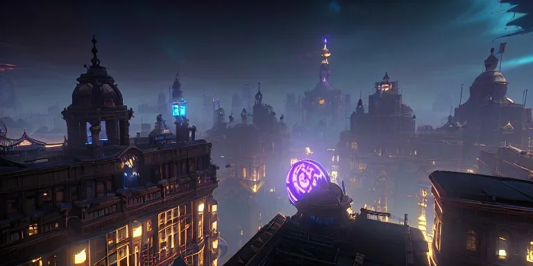 a beautiful steampunk city, tiny details, intricate, detailed, volumetric lighting, steam