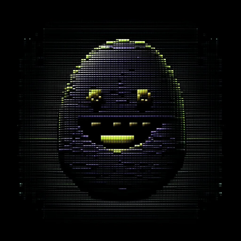 Highly detailed high quality pixelated art giant eggplant emoji, graphic design, dark aura background