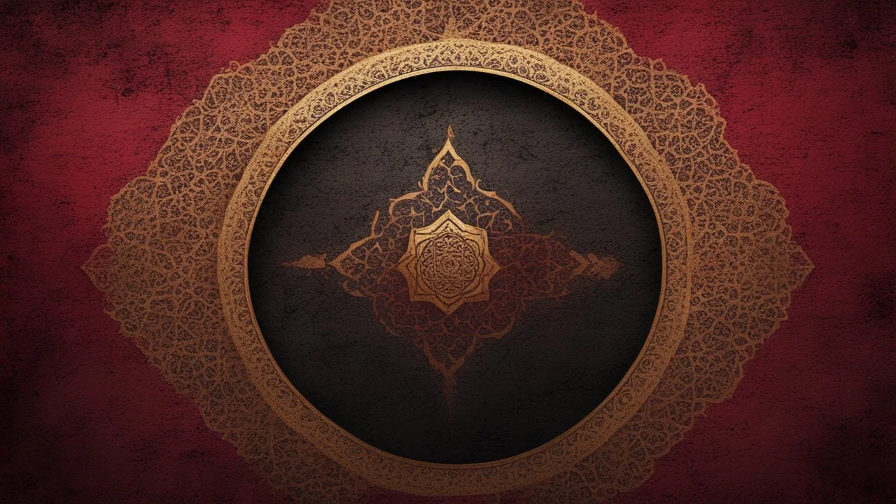 Hyper Realistic Black, Golden & Maroon Islamic Sufi Rustic Grungy Background & vignette effect