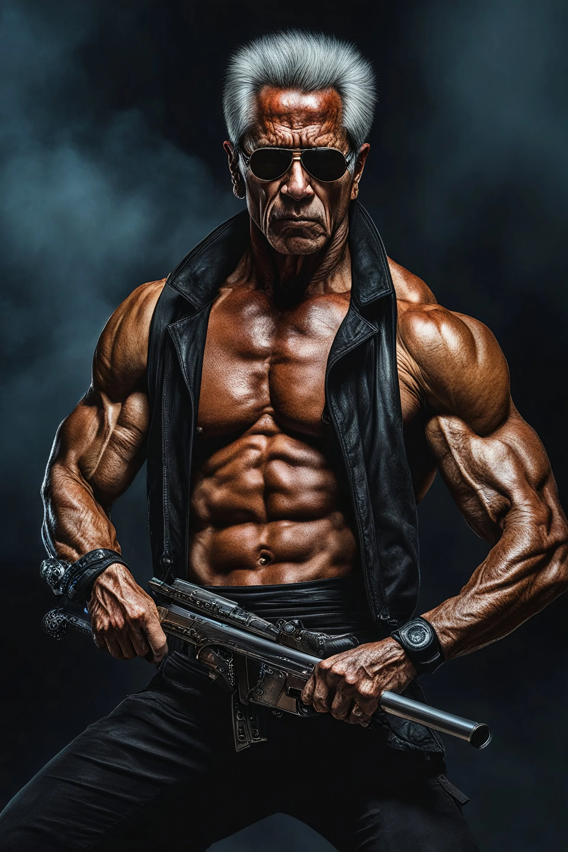 Full Color - Extremely muscular Andrew Jackson the Terminator, in the style of 18-year-old Chinese Martial Artist, Boris Vallejo, Frank Frazetta, Grasshopper, 4k, 8k, 16k, 32k. 100k UHD, ultra hyper resolution, extremely detailed, hyper-realistic, photorealistic, Realism Engine, EpicPhotoGasm, Realistic Vision V51, Realistic Stock Photo, ProtoVision, Realism Engine, RealVis XL, Zavy Chroma XL, RealVisXL v4, Realistic Vision V5.1, AbsoluteReality v1.8.1, 100k Super UHD