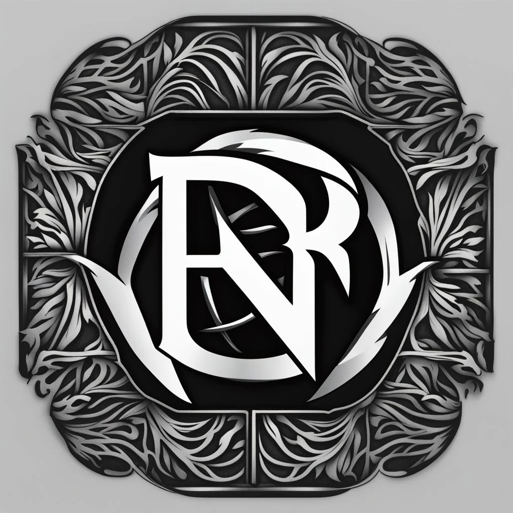 logo with the letter R end N, black and white