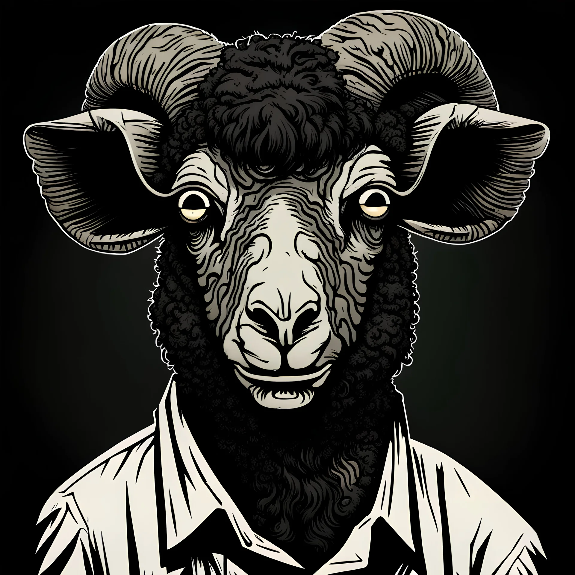 black zombie sheep face