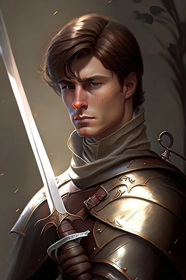 noble swordman short brown hair