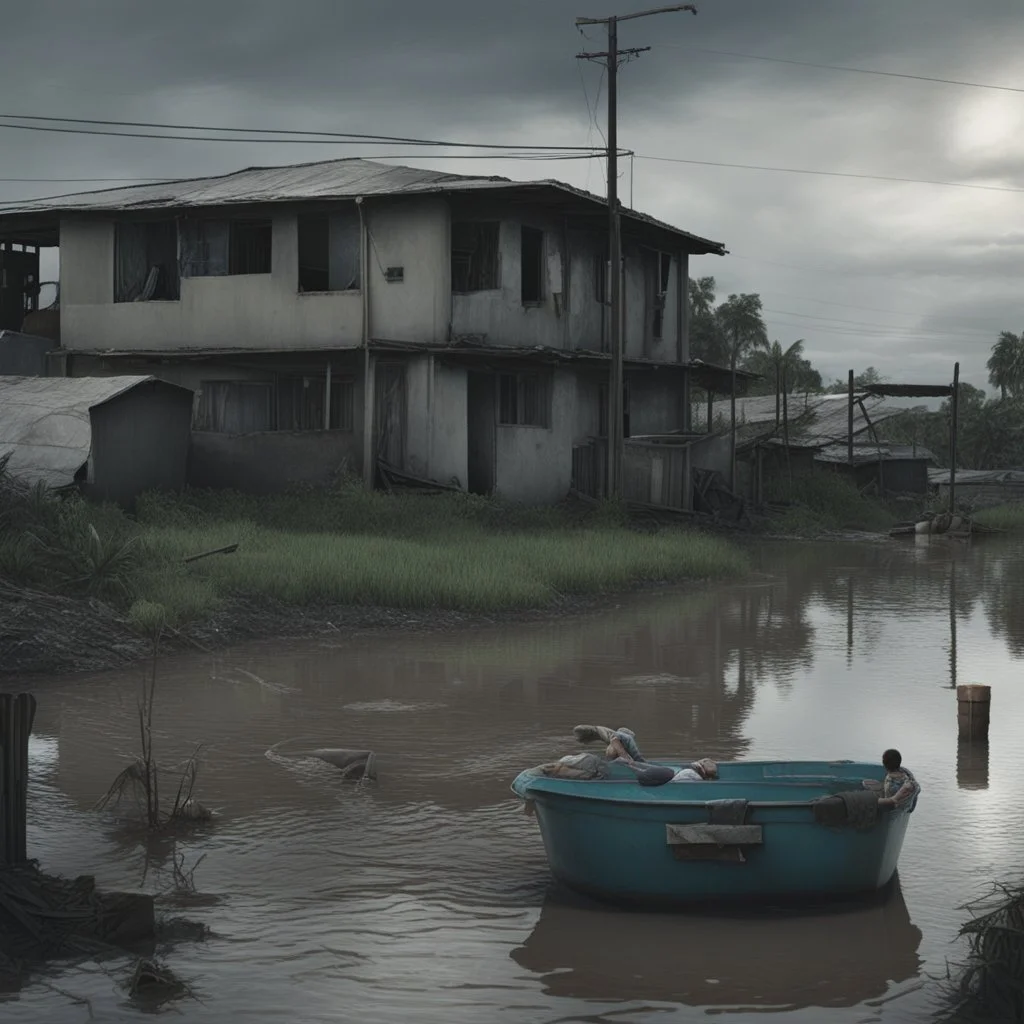 **Cinematic Art:** A thought-provoking short film explores the human cost of unchecked development in floodplains. The story follows two families – one residing in a flood-prone shantytown and another in a high-rise apartment complex. As a storm hits, the film portrays the struggles of both families, highlighting the unequal impact of disasters and the importance of safeguarding the rights of vulnerable communities. **Appearance:** Cinematic art ideas that encompass the essence of constructing a