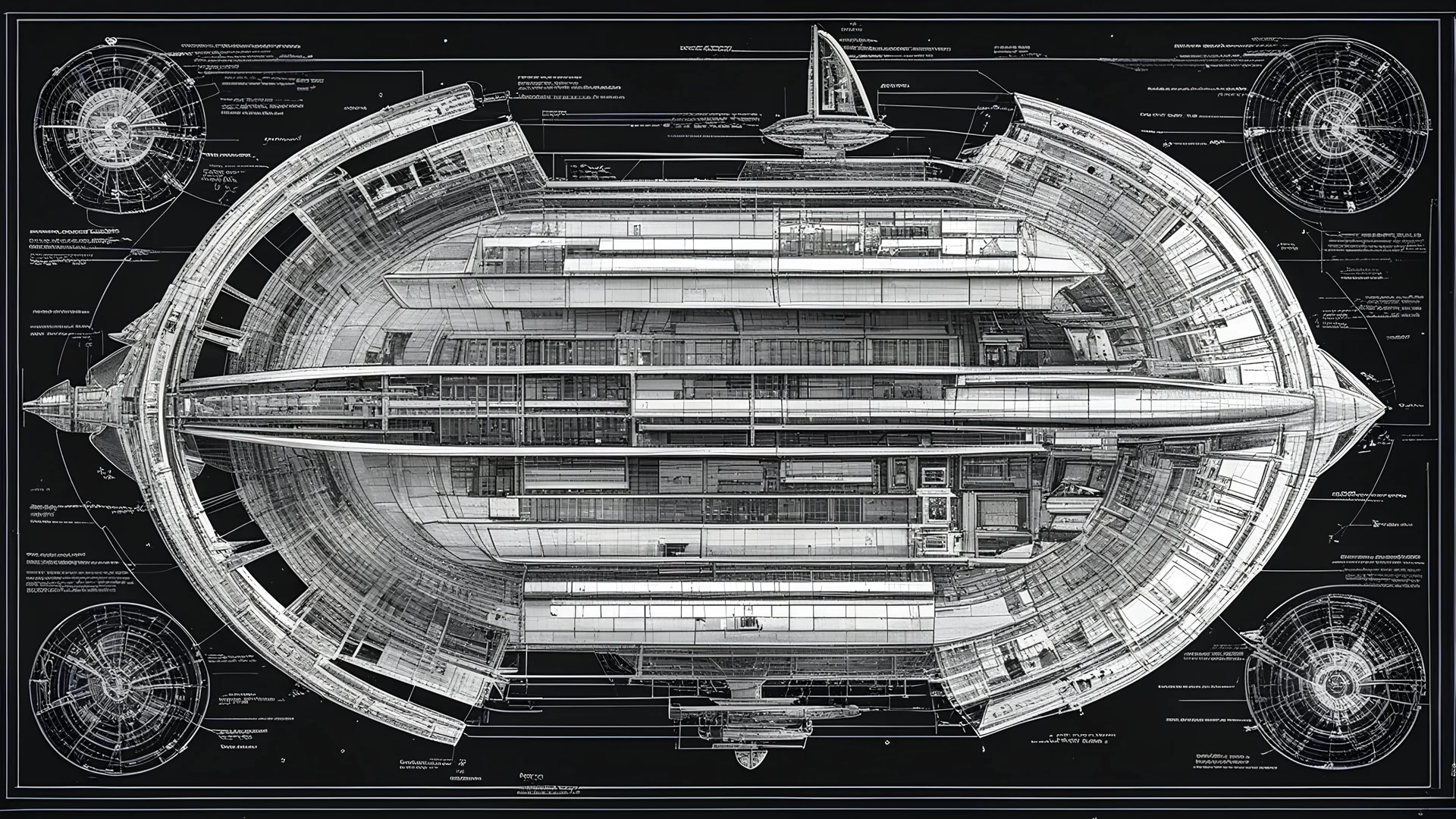 schematic cut of a sailing spaceship