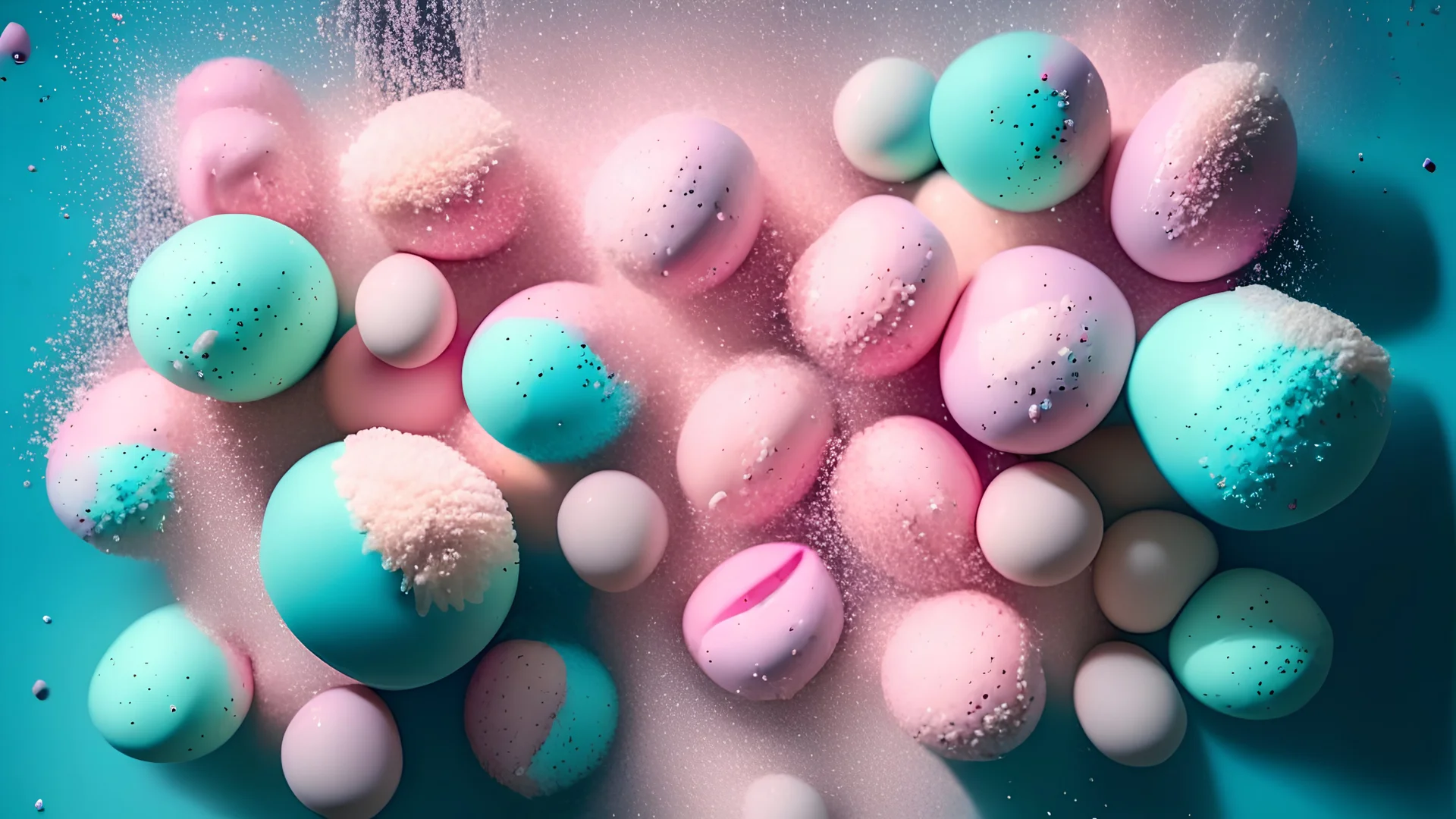 generate me an aesthetic photo of shower bombs in daylight