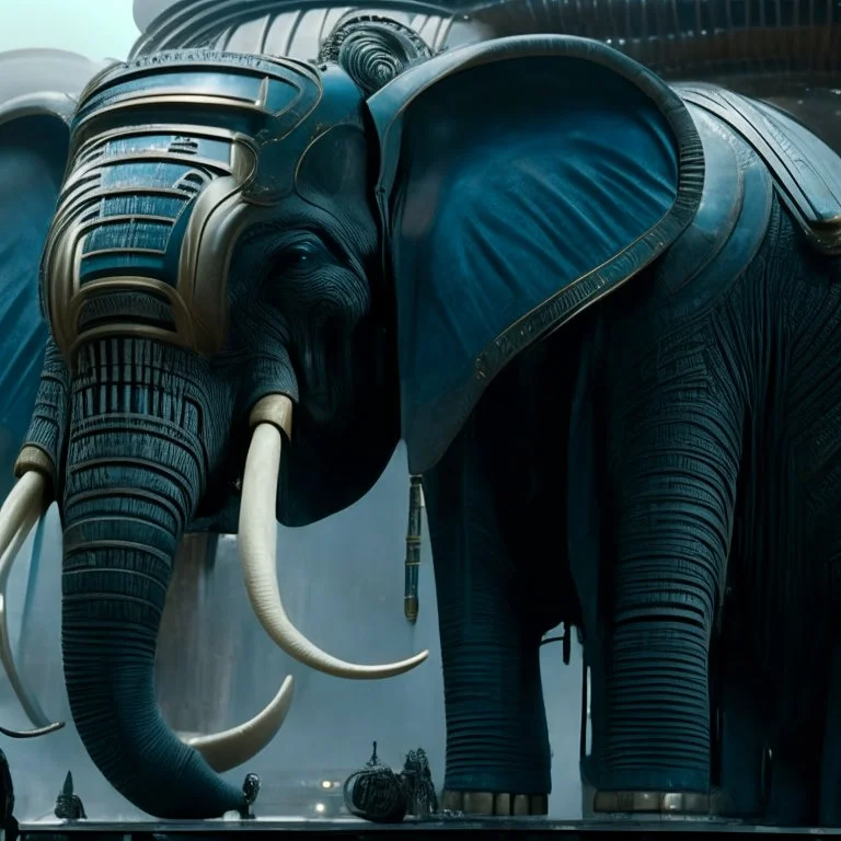 xenomorph elephant hybrid, photorealism, movie screen capture, horror, sci-fi, retrofuturism,