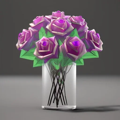 transparent Crystal Rose Bouquet Flower, hyper detailed